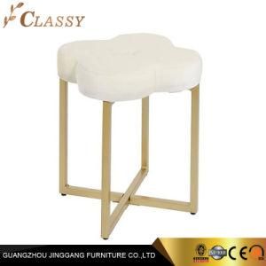Living Room Bedroom Stools Chair with Golden Polished Stainless Steel Based and Fabric
