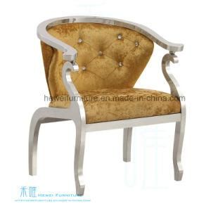 Noble Button Golden Fabric Metal Chair with Armrest (HW-9780C)