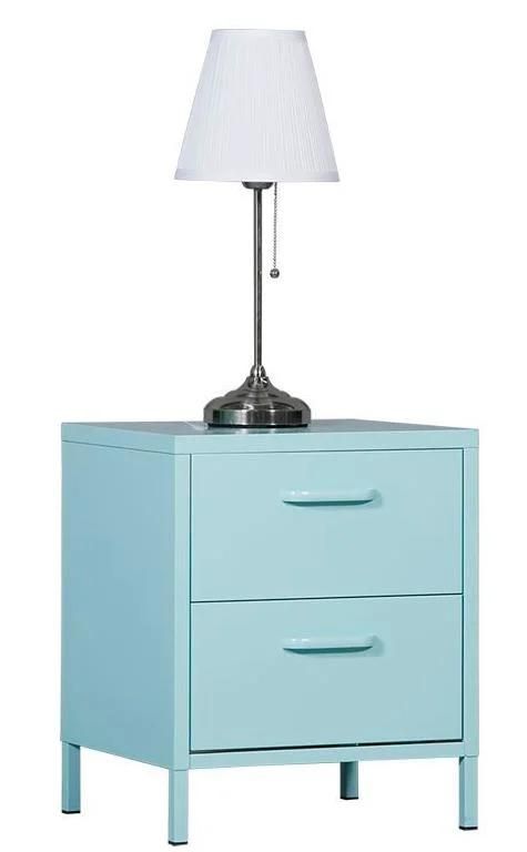 2 Drawer Cabinet Bedside Table Metal Nightstand