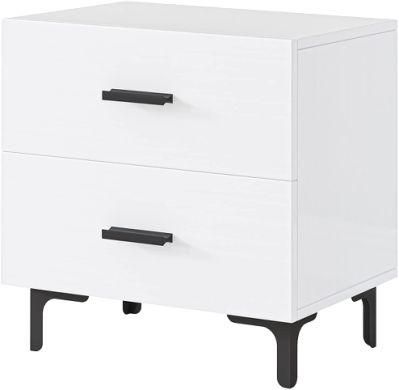 Nightstand with Drawers, White Nightstand, End Table, Bedside Table, Bedside Cupboard, Bedside Cabinets, Small Spaces Side End Table