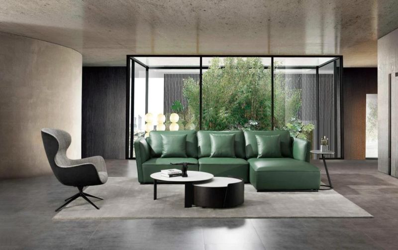 Factory Price Modern Furniture Livingroom Furniture Leather Sofa Grass Green Sofa GS9040