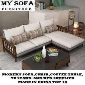 Nordic Fabric Sofa Wood Frame Sofa Tea Table