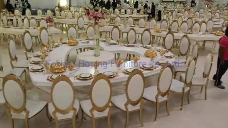 White High Back Chairs Gold Metal King and Queen Wedding Chairs for Banquet