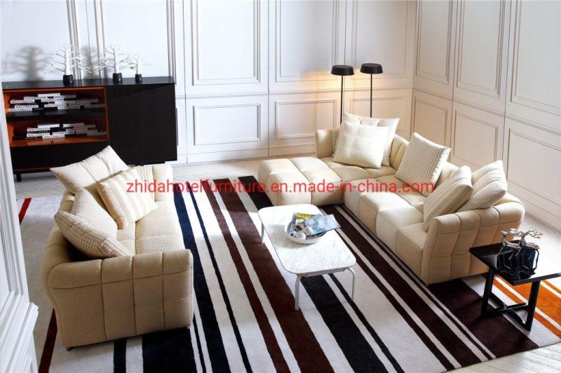 Cheap White Fabric Sofa Living Room Corner Sofa Set for Hotel Villa Bedroom
