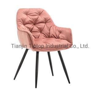 Home Furniture Modern Metal Leg Velvet Fabric Dining Room Chairs Dining Room Arm Chair