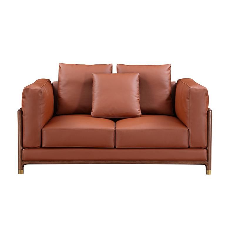 Public Area High-End Sofa Leather Frame Fabric Seaters Sectional Sofas with Feather Down Distachable Fabric Cover Italian Style Couch