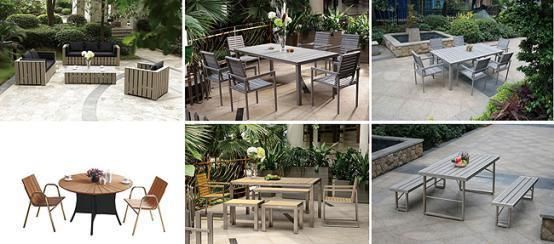 Foshan Garden Furniture Plastic Wood Bench and Table