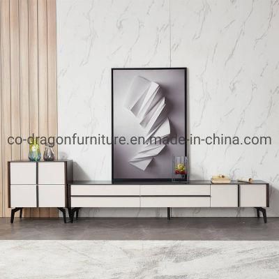 Modern Home Furniture Wooden Panel TV Stand with Marble Top