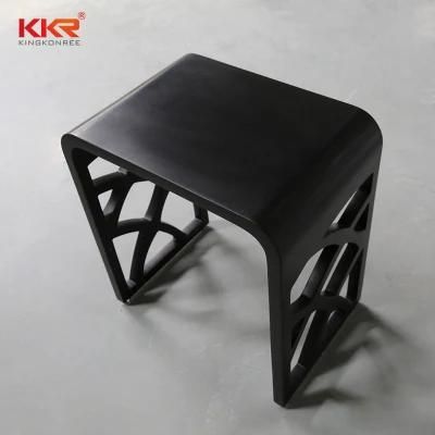 Luxury Black Hollow Design Solid Surface Bathroom Shower Stool