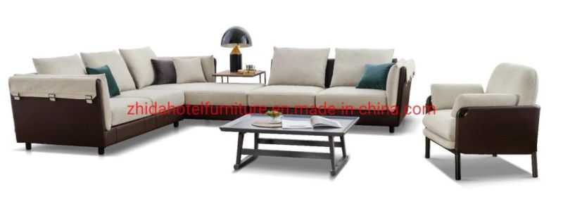 Modern Leather Reception Section Living Room Furniture Sofa with Fabric Leather Cover