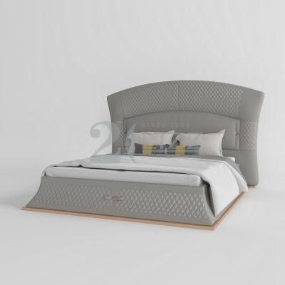 Foshan Home Furniture Supplier Good Quality Wholesale Price Hotel Bedroom Furniture Modern Real Leather King Size Bed with End Stool