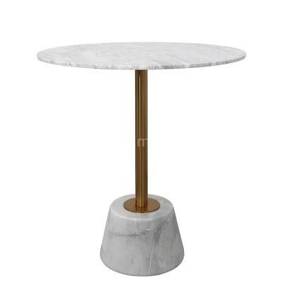 White Marble End Table Living Room Side Table