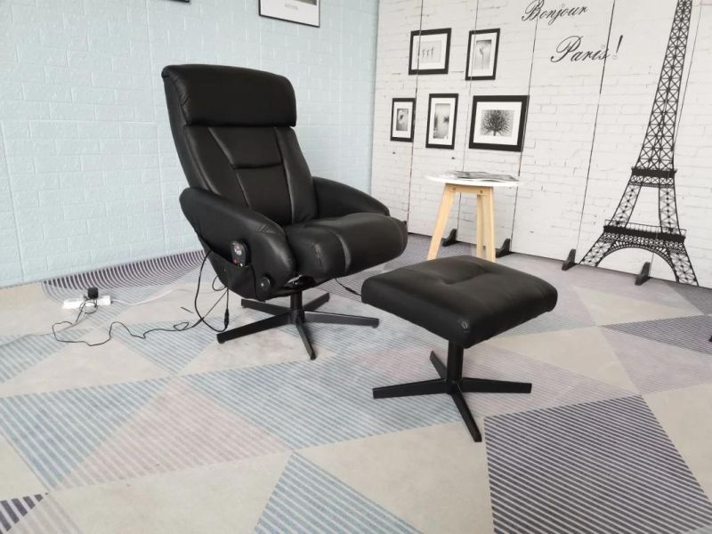 Jky Furniture Stressless Technology Fabric Leisure Recliner Chair with Ottoman and 8 Points Vibration Massage Function