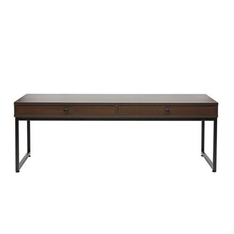 Pure Color Wooden Coffee Table with Two Drawers