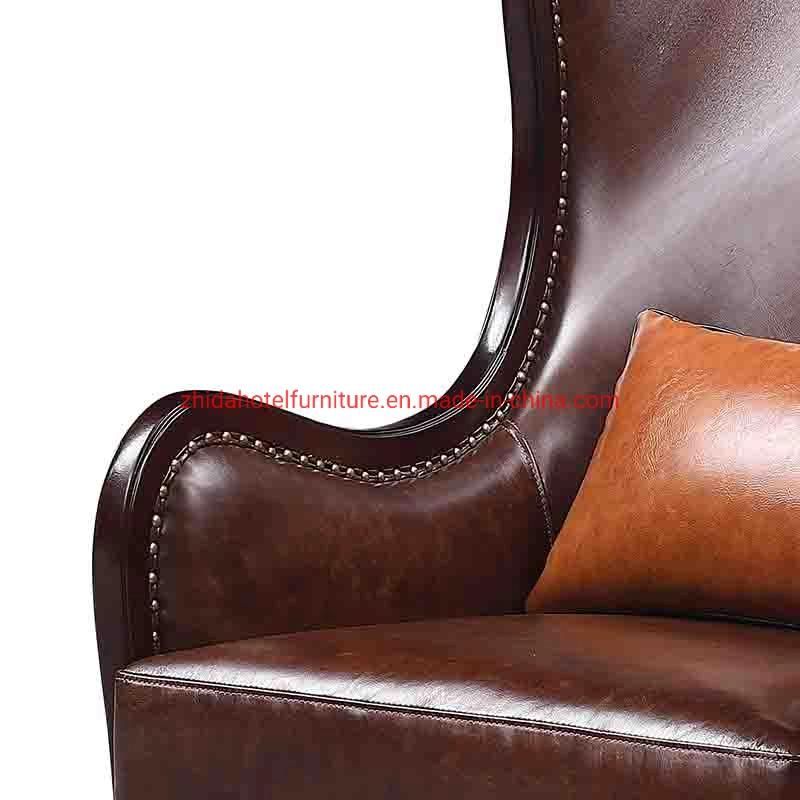 Leather Wooden Frame Living Room Furniture for Hotel Lobby