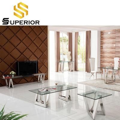 Home Furniture Space Saving Silver Metal Base Sofa Side Table