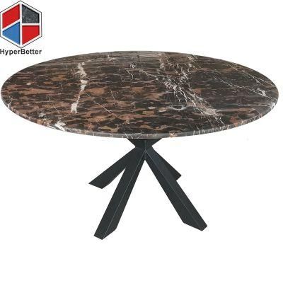 Wholesale Top Quality Marble Coffee Table Portoro Brown Granite Top Black Spider Base
