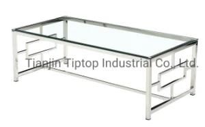 Fashion Stainless Steel Furniture Home Living Room Console Table Tempered Glass Coffee Table