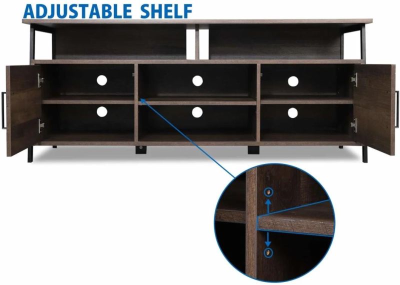 58" Entertainment Center Wood Media TV Stand for Living Room