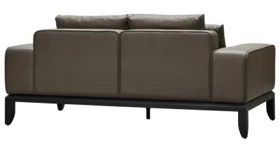 Lm19 3 Seater Sofa with Armrest, Italian Minimalist Style Genuine Leather Sofas in Home Living Room and Hotel