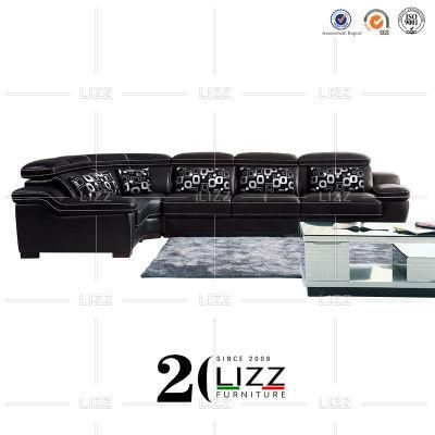 Modern Hotel Office Commercial Furniture Sectional L Shape Corner Genuine Leather Sofa