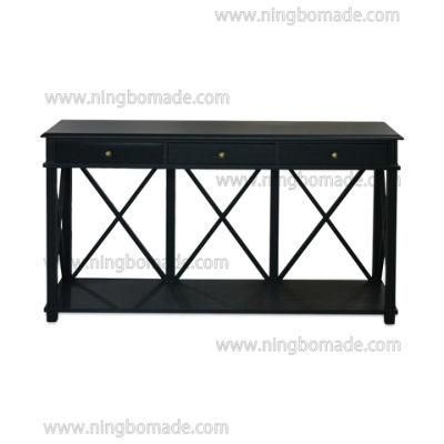 American Style Antique Concise Furniture Villa White/Black/Natural/Brown Console Table with Cross Back