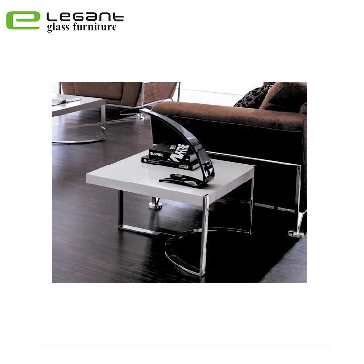 High Gloss White MDF Tea Table with Stainless Steel Frame