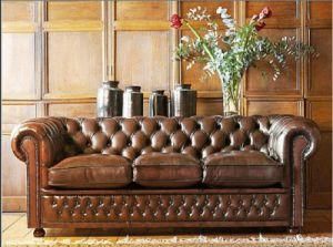 Simple European Living Room and Hotel Leather Sofa