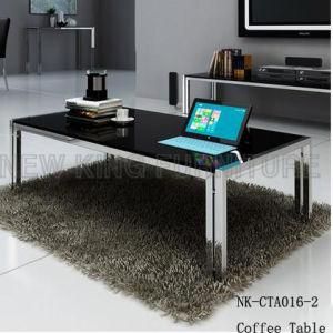 Popular Simple Durable Black Glass Stainless Coffee Table Designs (NK-CTA016-2)