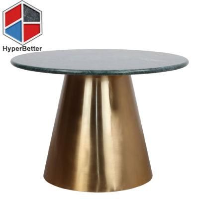 Marble Top with Gold Conical Base Coffee Table