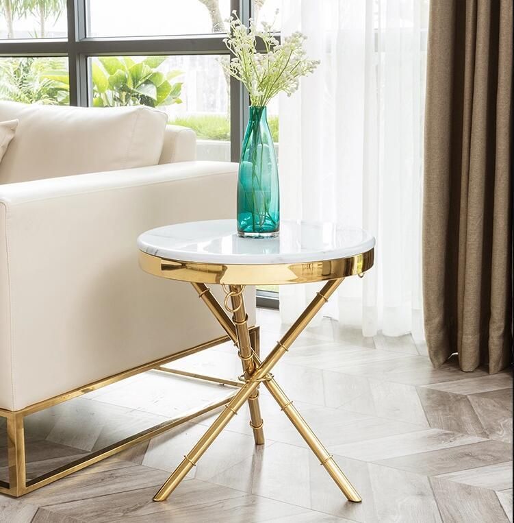 Simple American Italian Living Room Furniture Stainless Steel Table Set