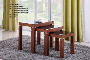 MDF Veneer Living Room Nesting Coffee Table Side End Table with Tempered Glass Modern Home Furniture