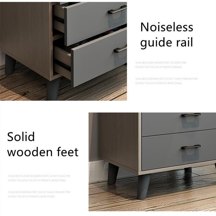 Popular Nordic Style Mixed Color Bedroom Furniture Bed Side Table with Drawers