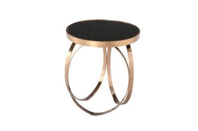 Black Glass Top Creative Design Frame Side/End/Tea/Coffee Table Furniture Round