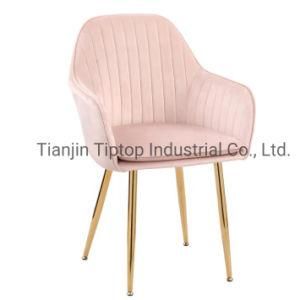 Factory Directly Luxury Design Fabric Modern Pink Velvet Accent Dining Chairs