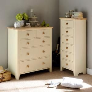 White Painted Wood Chest with Drawers, 3+2 Solid Pine Chest, Living Room Set Furniture