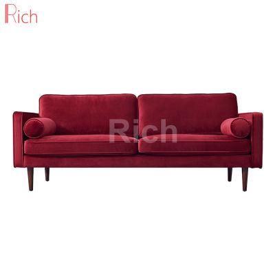 European Style Drawing Room Furniture Red Velvet Modern Seating Sofa