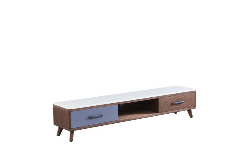 Cj-1728 Coffee Table /Marble Top /MDF with Walnut Veneer/ Ash Wood Base