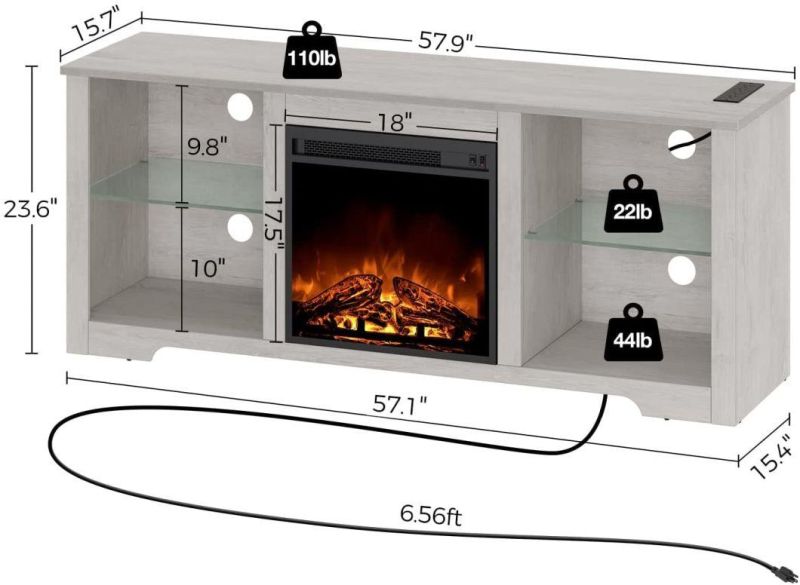 Modern Fireplace TV Stand TV Cabinet TV Console with LED Light for Living Room Bedroom