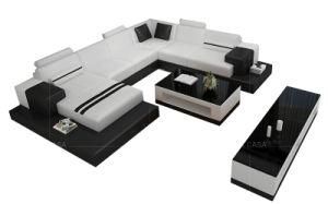 Modern Leather 7 Seat Fabric Sofa with Chaise Longue Modern Fashion Creative Combination Large Size Sofa Set