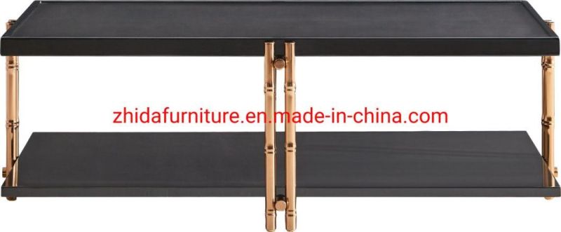 Modern Living Room Furniture Wooden Top Metal Base Coffee Table