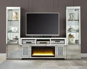 Hot Selling Crushed Diamond Furniture with Electric Fireplace Mirrored TV Stand