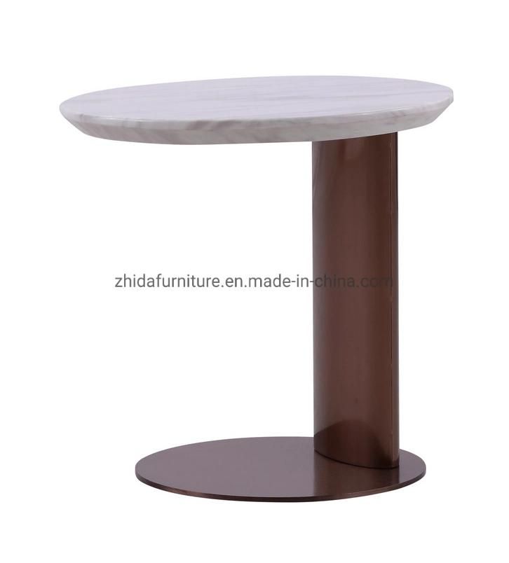 Home Living Room Furniture Brass Gold Color Base Marble Top Hotel Furniture Bedroom Bedside Sofa Side Table Coffee Table