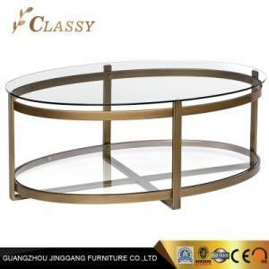 Double Tempering Glass Coffee Table in Metal Base