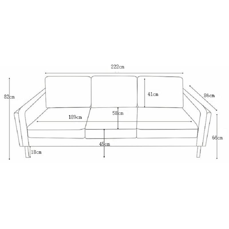 Simple Sofa Living Room Apartment Three-Seat Sofa Modern Fabric Sofa