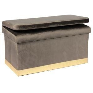 Knobby Factory Price Velvet Foldable Storage Bench Ottoman Seat