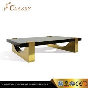 Modern Luxury Coffee Table with Golden Brushed stainless Steel Legs