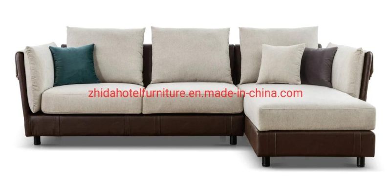 Modern Leather Reception Section Living Room Furniture Sofa with Fabric Leather Cover