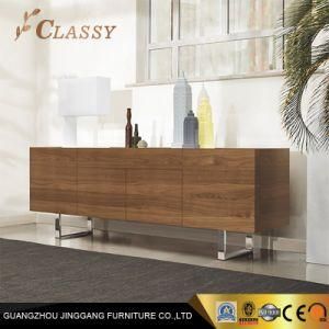 Tempered Glass Top Living Room Cabinet Wooden Modern Furniture