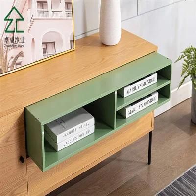 Yellow and Green TV Cabinet with Drawers and Doors